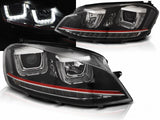 LED Scheinwerfer Set Schwarz Red Line VW Golf VII 7 2012-2017 mit LED Tagfahrlicht