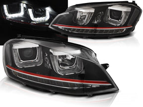 LED Scheinwerfer Set Schwarz Red Line VW Golf VII 7 2012-2017 mit LED Tagfahrlicht