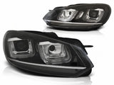Schwarze LED-Scheinwerfer für VW Golf 6 mit Tagfahrlicht-Optik, Tuning-Scheinwerfer