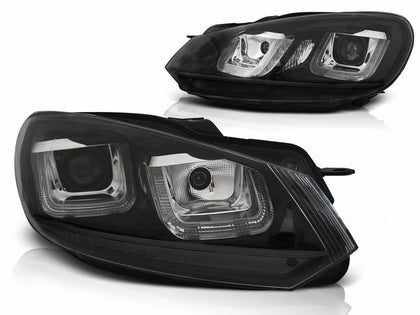 LED Scheinwerfer Set Black Line Schwarz für VW Golf 6 VI 2008–2012 mit LED Tagfahrlicht