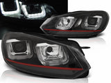 Schwarze LED-Scheinwerfer mit rotem Streifen für VW Golf 6, Tagfahrlicht-Optik