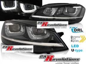 LED Scheinwerfer mit dynamischen Blinkern und Tagfahrlicht für VW Golf 7 VII schwarze