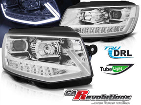 Chrom LED Scheinwerfer mit Tube Light Tagfahrlicht für VW T6 2015-2019, DRL