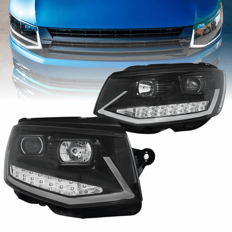 Led Tagfahrlicht dynamische Blinker Scheinwerfer für VW T6 2015-2019 in schwarz - CR Tuning