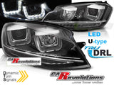 Led Tagfahrlicht Scheinwerfer dynamische Blinker in schwarz für VW Golf 7 VII 11.2012-2017