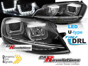 Scheinwerfer schwarz mit LED Tagfahrlicht und dynamischen Blinkern für VW Golf 7 VII