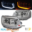 Chrom LED Scheinwerfer VW T5 GP 2010-2015 mit Tagfahrlicht und dynamischen Blinkern