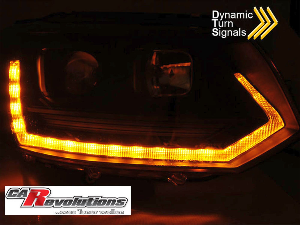 Led Tagfahrlicht dynamische Blinker Light Tube Scheinwerfer schwarz für VW T5 GP 2010-2015