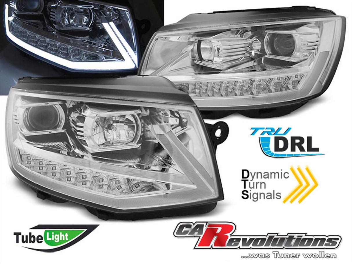 Led Tagfahrlicht dynamische Blinker Scheinwerfer Set für VW T6 in chrom 2015-2019