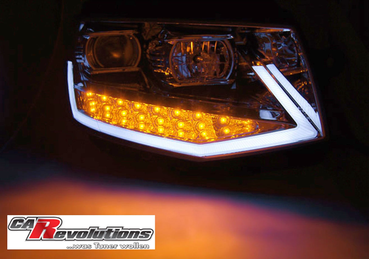 Led Tagfahrlicht dynamische Blinker Scheinwerfer Set für VW T6 in chrom 2015-2019
