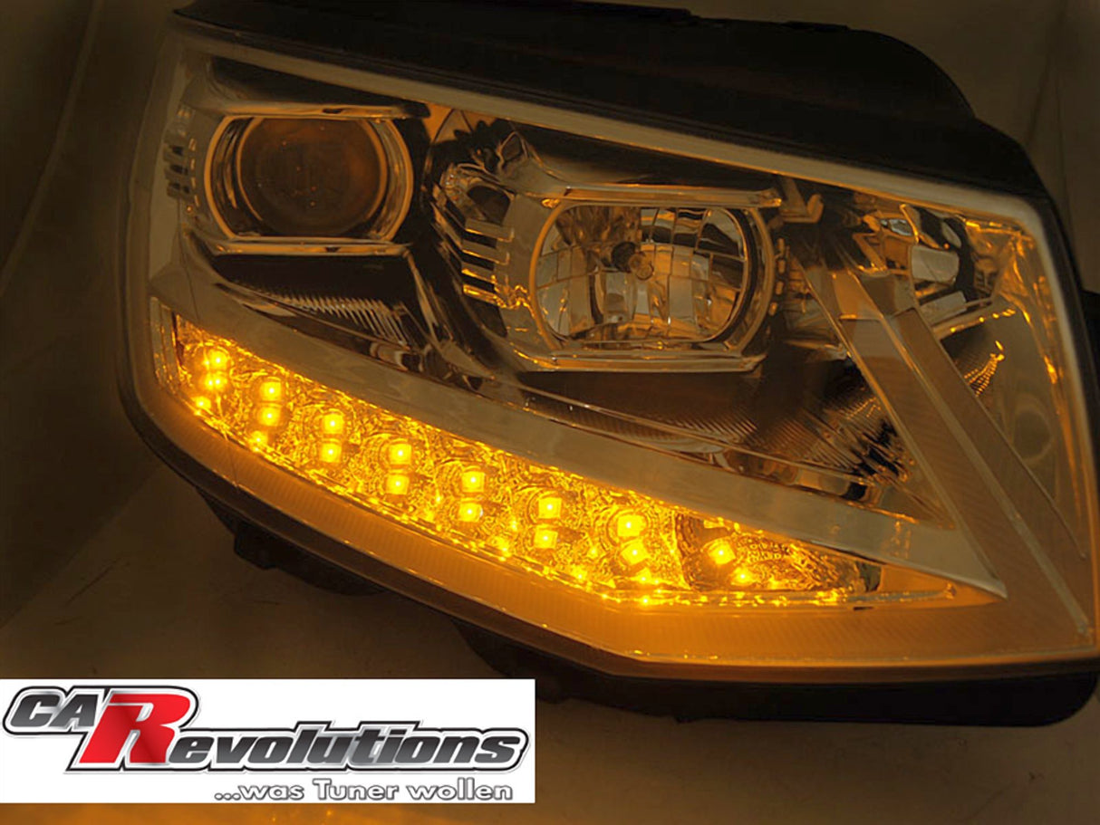 Led Tagfahrlicht dynamische Blinker Scheinwerfer Set für VW T6 in chrom 2015-2019