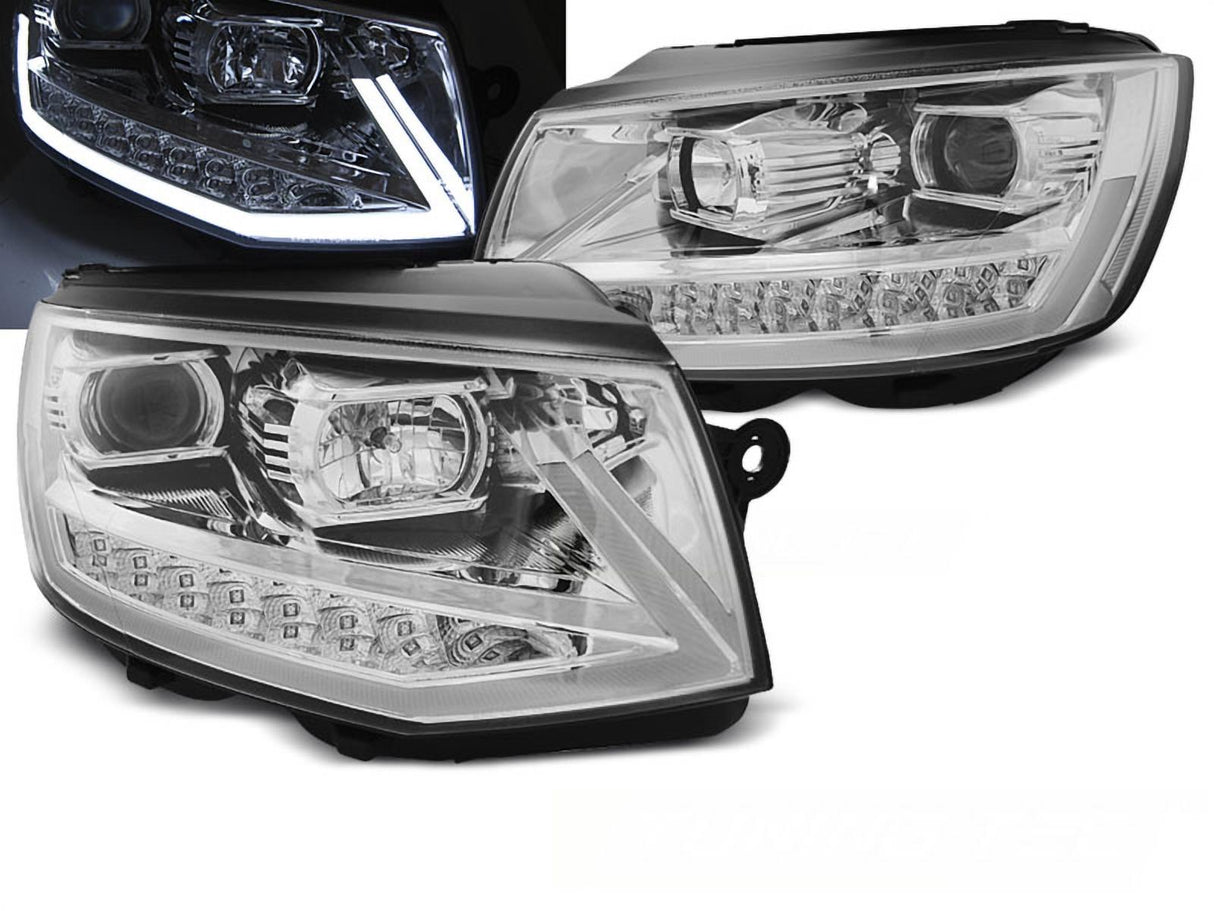 Led Tagfahrlicht dynamische Blinker Scheinwerfer Set für VW T6 in chrom 2015-2019