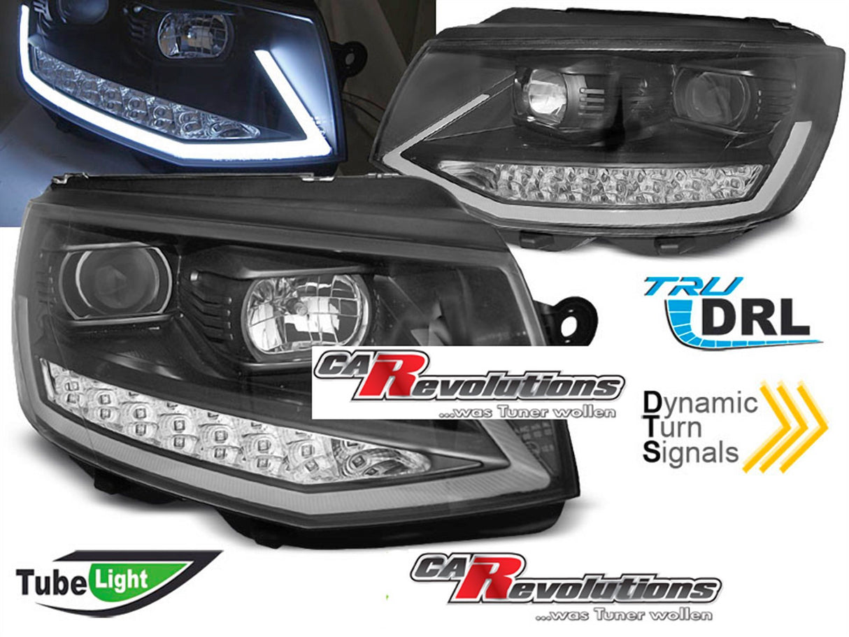 Led Tagfahrlicht dynamische Blinker Scheinwerfer für VW T6  2015-2019 in schwarz