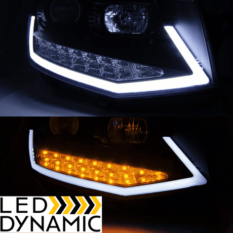 Led Tagfahrlicht dynamische Blinker Scheinwerfer für VW T6 2015-2019 in schwarz - CR Tuning