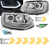 Led Tagfahrlicht dynamische Blinker Tube Scheinwerfer chrom für VW T5 GP 5.2 2010-2015