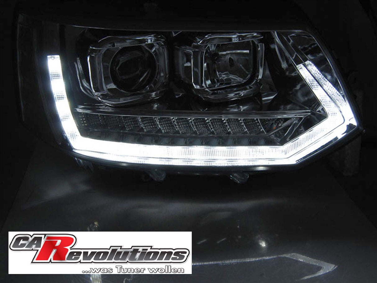 Led Tagfahrlicht dynamische Blinker Tube Scheinwerfer chrom für VW T5 GP 5.2 2010-2015