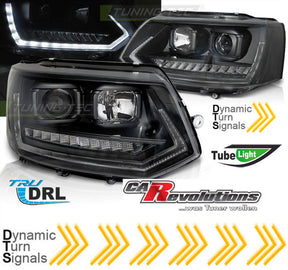 LED Scheinwerfer mit dynamischen Blinkern und Tagfahrlicht für VW T5 GP 2010-2015 schwarze