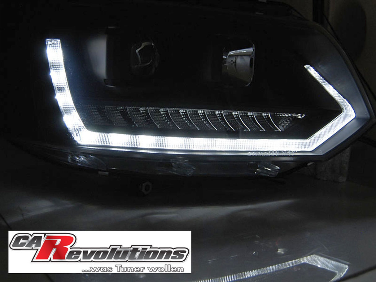 Led Tagfahrlicht dynamische Blinker Light Tube Scheinwerfer schwarz für VW T5 GP 2010-2015