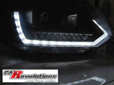 Led Tagfahrlicht dynamische Blinker Light Tube Scheinwerfer schwarz für VW T5 GP 2010-2015