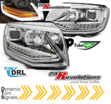Led dynamische Blinker Tagfahrlicht Light Tube Scheinwerfer chrom für VW T6 2015-2019