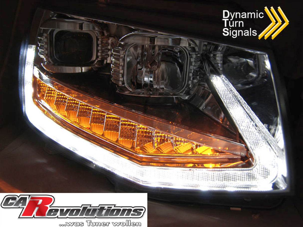 Led dynamische Blinker Tagfahrlicht Light Tube Scheinwerfer chrom für VW T6 2015-2019
