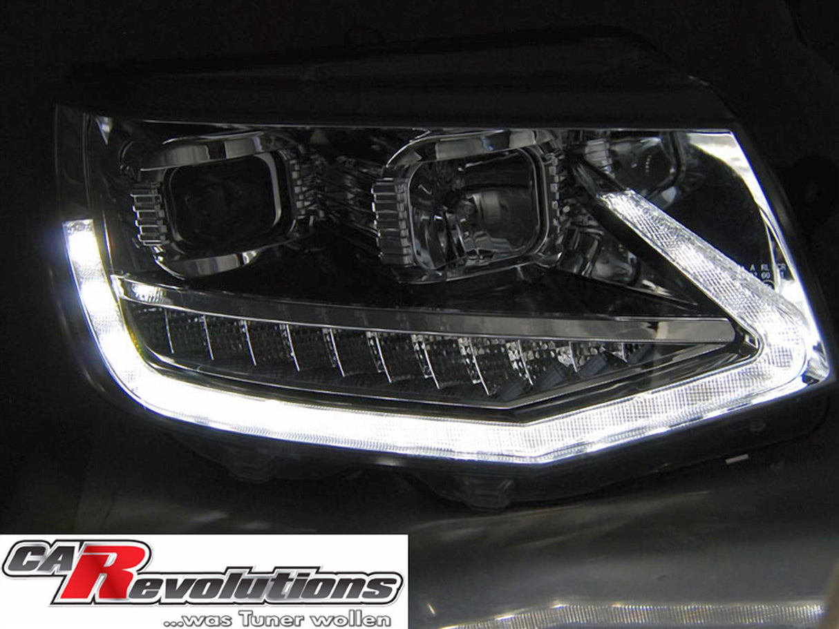 Led dynamische Blinker Tagfahrlicht Light Tube Scheinwerfer chrom für VW T6 2015-2019