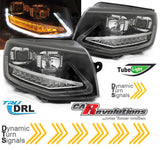 Led dynamische Blinker Tagfahrlicht Light Tube Scheinwerfer für VW T6  2015-2019in schwarz