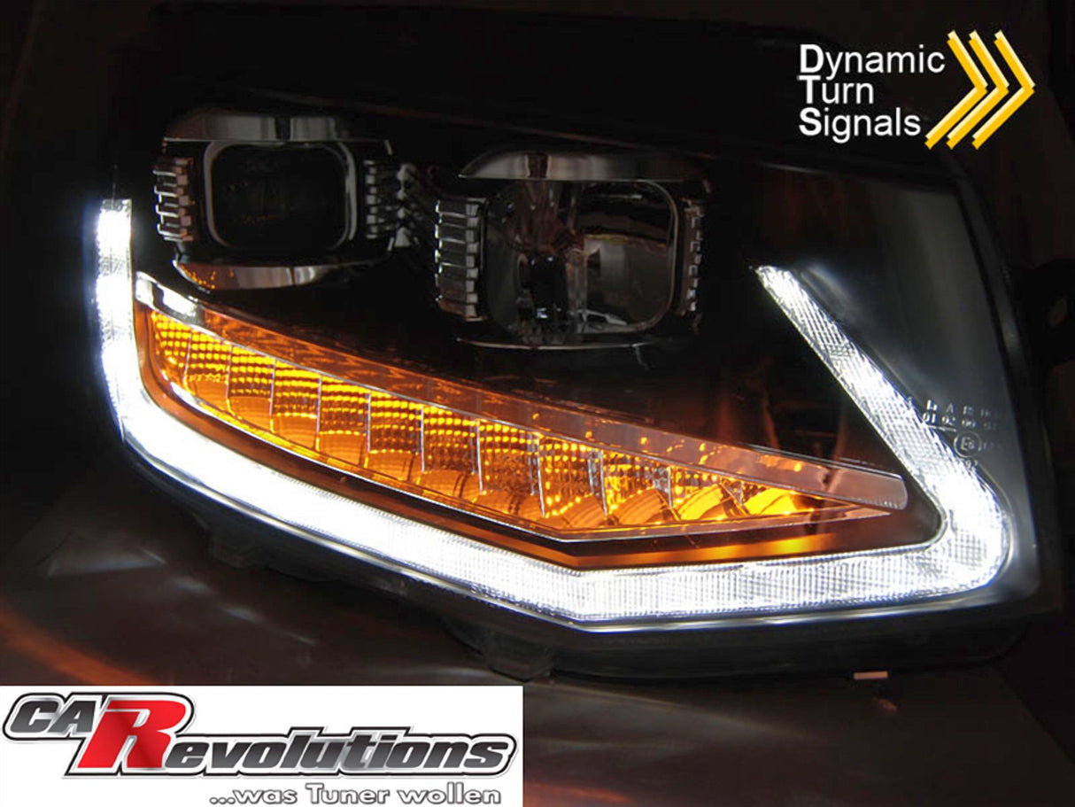 Led dynamische Blinker Tagfahrlicht Light Tube Scheinwerfer für VW T6  2015-2019in schwarz