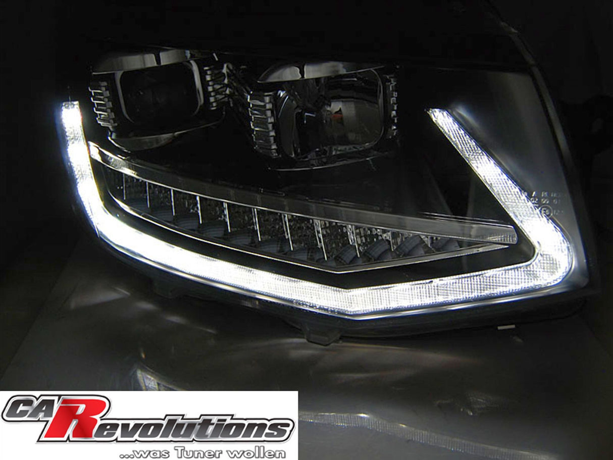 Led dynamische Blinker Tagfahrlicht Light Tube Scheinwerfer für VW T6  2015-2019in schwarz