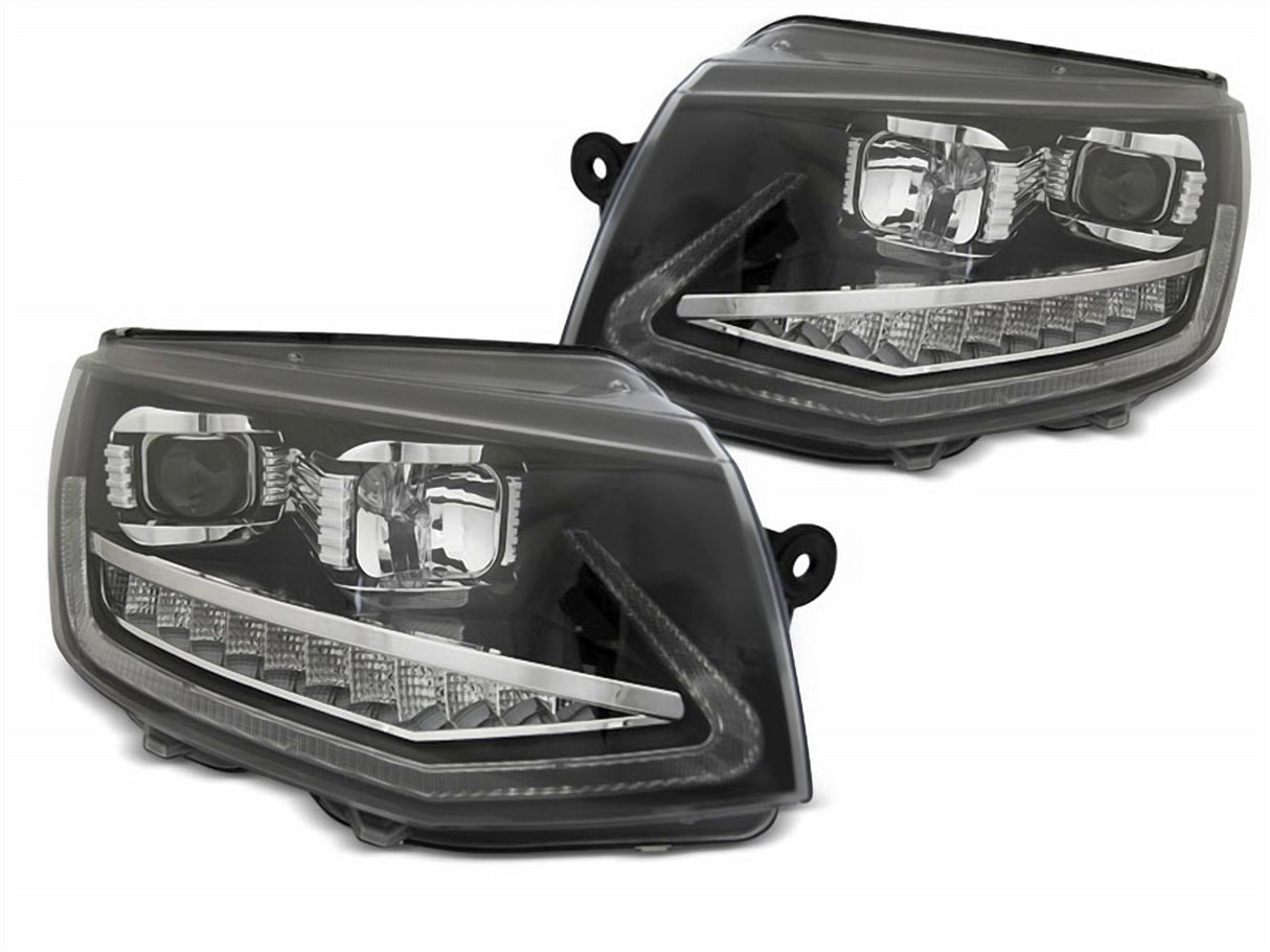 Led dynamische Blinker Tagfahrlicht Light Tube Scheinwerfer für VW T6  2015-2019in schwarz