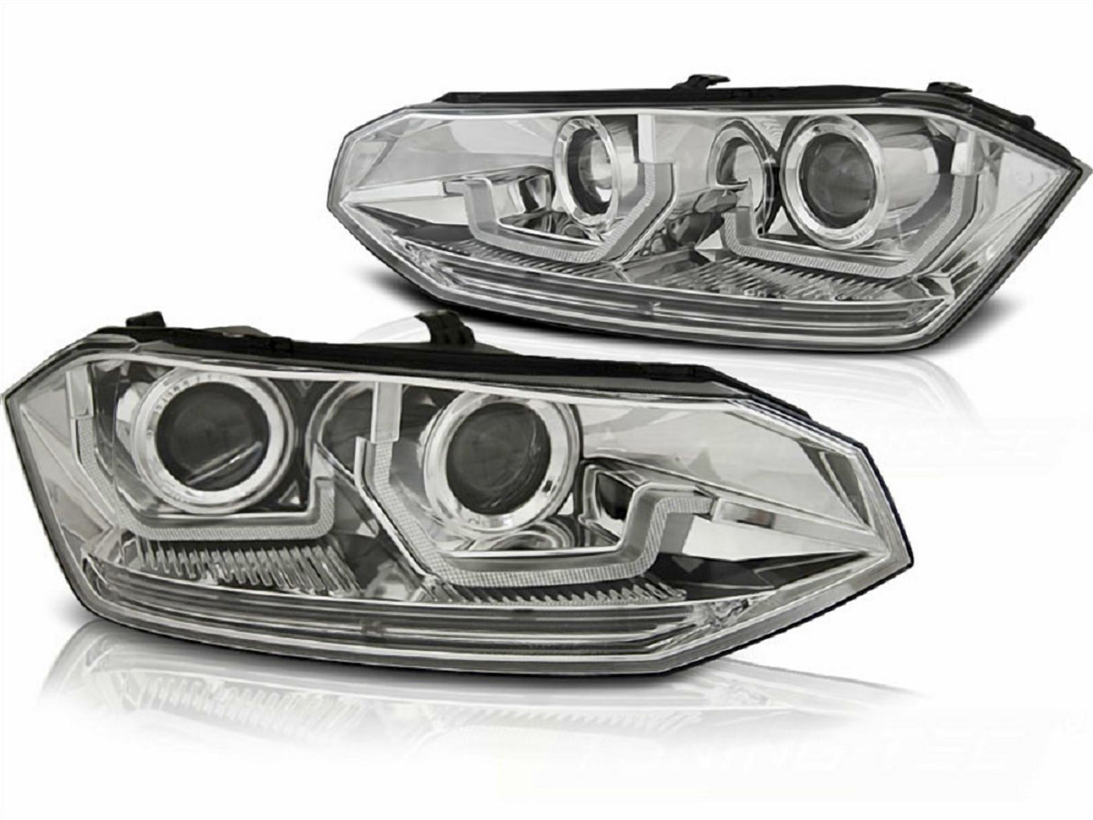 Led dynamische Blinker Scheinwerfer Set für VW Polo AW 2G ab 2017 chrom