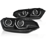 Schwarze LED Scheinwerfer für VW Golf 6 mit Tagfahrlicht Ringen und moderner Optik