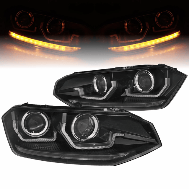 LED Scheinwerfer Set Schwarz VW Polo VI 2G 2017-2021 sequentieller Blinker