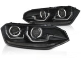 LED Scheinwerfer Set Schwarz für VW Polo VI 2G 2017–2021 mit sequentiellem LED Blinker