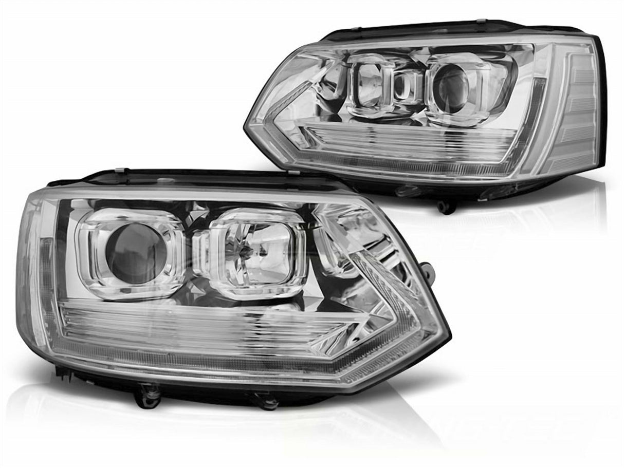 Led Tagfahrlicht dynamische Blinker Light Tube Scheinwerfer chrom für VW T5 GP 2010-2015