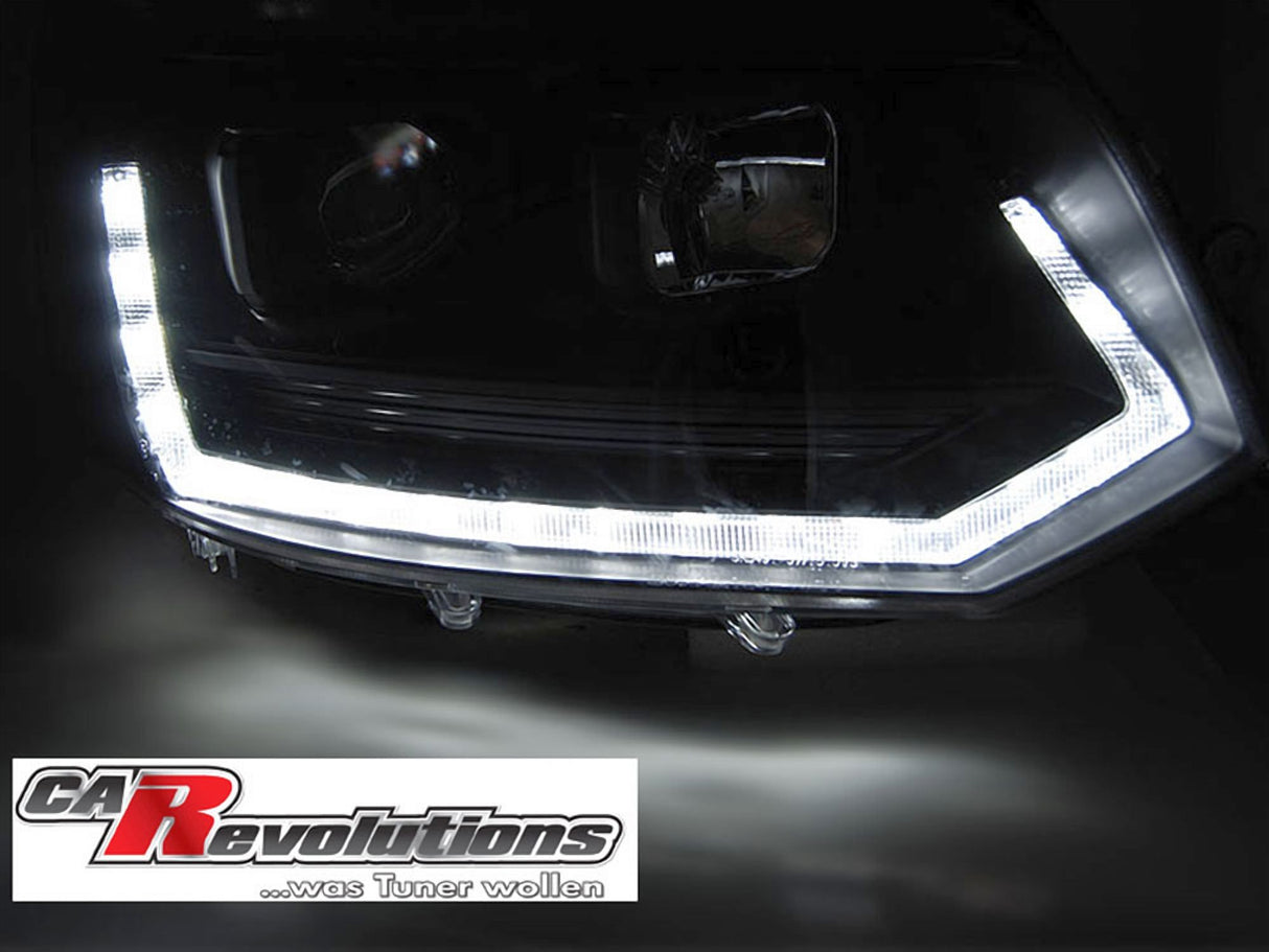 Led Tagfahrlicht dynamische Blinker Light Tube Scheinwerfer schwarz für VW T5 GP 2010-2015