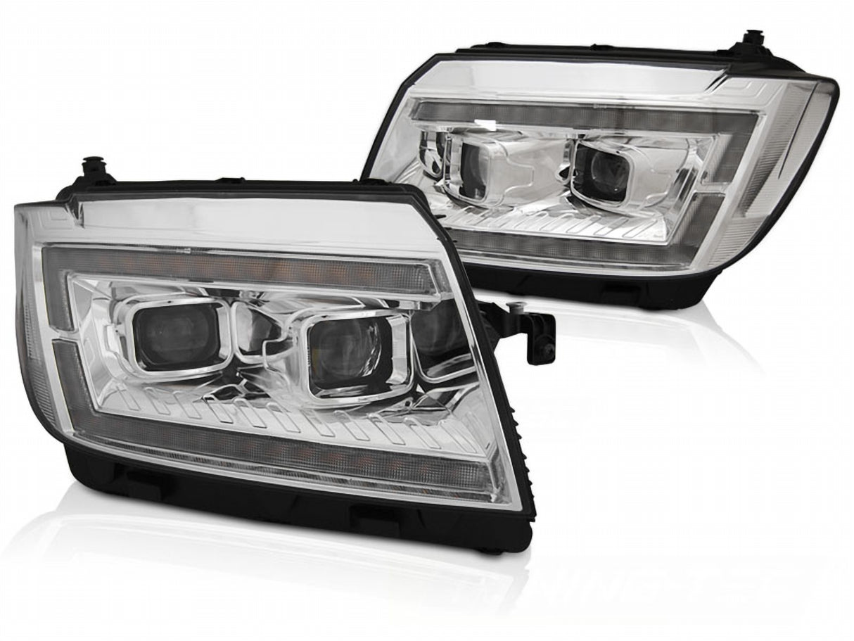 LED Scheinwerfer für Ford F-150 2015-2017 Chrom mit Tagfahrlicht Streifen