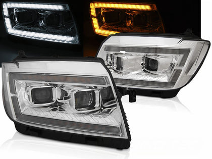 LED Scheinwerfer Set Chrom für VW Crafter II 2017– mit LED Tagfahrlicht & Dynamischen Blinkern