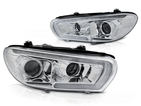 LED LightTube Scheinwerfer Set Chrom für VW Scirocco 2008–2014 mit LED Tagfahrlicht & dynamischen Blinkern - CR Tuning