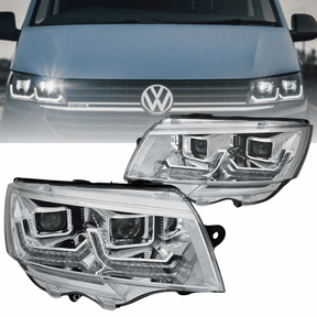 Dynamische Scheinwerfer Set Chrom für VW T6.1 Multivan Transporter mit LED Tagfahrlicht