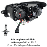 Dynamische Scheinwerfer Set Chrom für VW T6.1 Multivan Transporter ab 2020 SG SH mit LED Tagfahrlicht