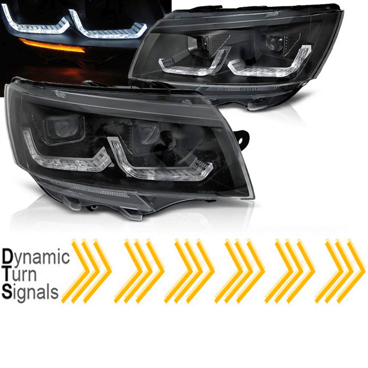 Dynamische Tagfahrlicht Scheinwerfer in schwarz für VW T6.1 ab 2020