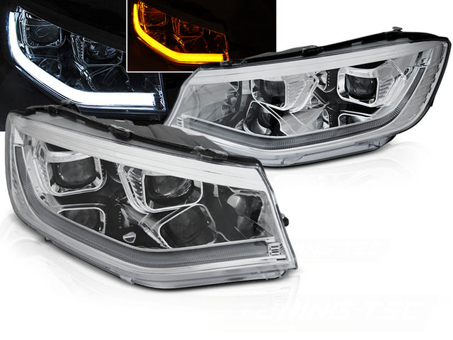 LED Light Tube Scheinwerfer Chrom VW Caddy 2020+ mit LED Tagfahrlicht dynamischem Blinker