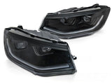 LED Scheinwerfer Set Schwarz für VW Caddy 2020+ mit Light Tube TFL und dynamischem Blinker