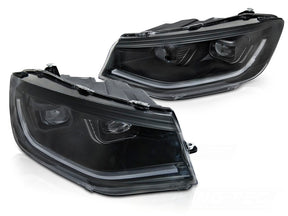 LED Scheinwerfer Set Schwarz für VW Caddy 2020+ mit Light Tube TFL und dynamischem Blinker