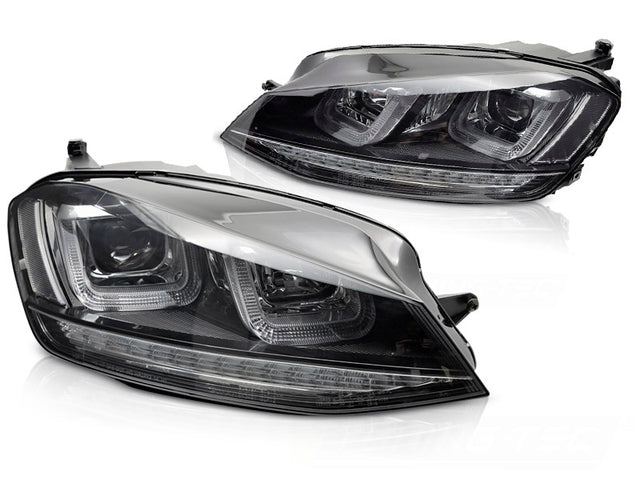 LED Scheinwerfer Set Schwarz Black Line Golf 7 VII mit LED Tagfahrlicht dynamischen Blinkern