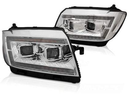 Voll LED Scheinwerfer Set Chrom Light Tube für VW Crafter II ab 2017 mit Tagfahrlicht & dynamischem Blinker