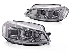 LED Scheinwerfer Set Chrom mit LED Tagfahrlicht und dynamischem Blinker für VW Golf 7.5
