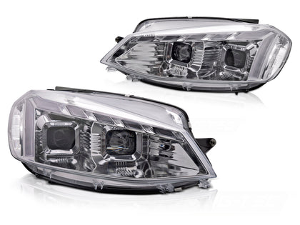 Voll LED Scheinwerfer Set Chrom für VW Golf 7.5 VII 2017–2019 Hatchback & Variant mit LED Tagfahrlicht & Dynamischem Blinker