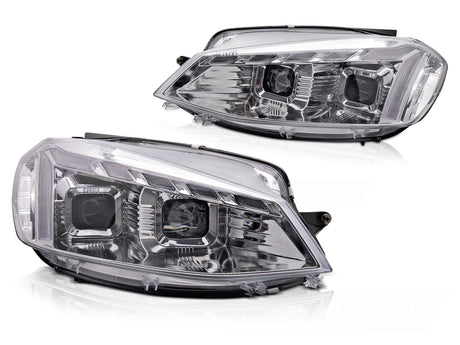 Voll LED Scheinwerfer Set Chrom für VW Golf 7.5 VII 2017–2019 Hatchback & Variant mit LED Tagfahrlicht & Dynamischem Blinker - CR Tuning